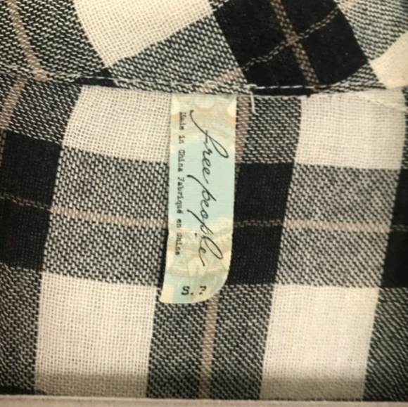 FREE PEOPLE Gauzy Plaid Lace Up Shoulder Snap Top EUC sz S - Picture 5 of 8